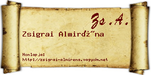 Zsigrai Almiréna névjegykártya