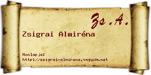 Zsigrai Almiréna névjegykártya
